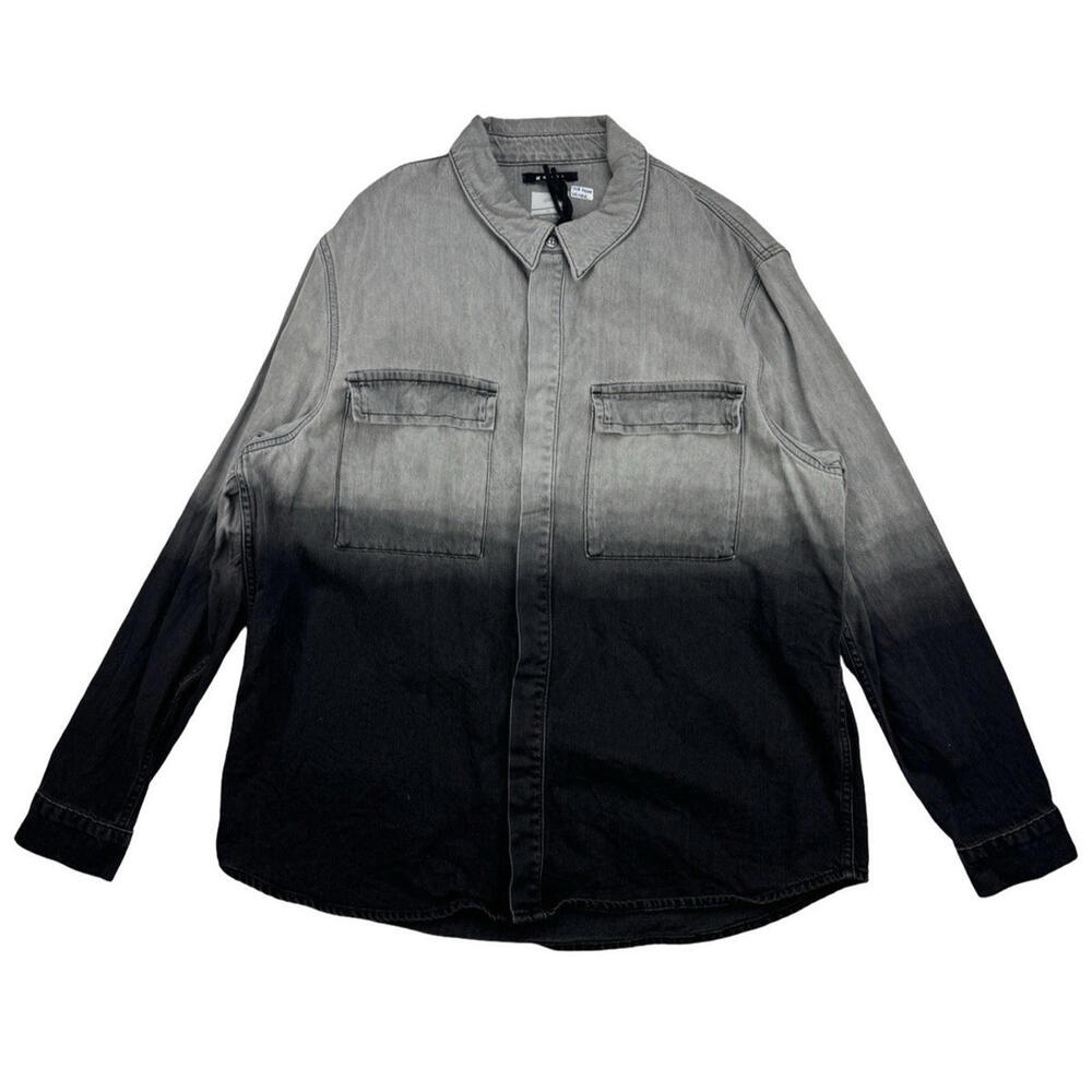 Ksubi Snakebite Denim Button Shirt Neutralize Grey Black Size XL